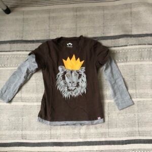 Appaman Brown and Gray Lion Graphic Long Sleeve Tee